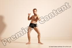 Underwear Martial art Man White Moving poses Slim Short Blond Dynamic poses Academic